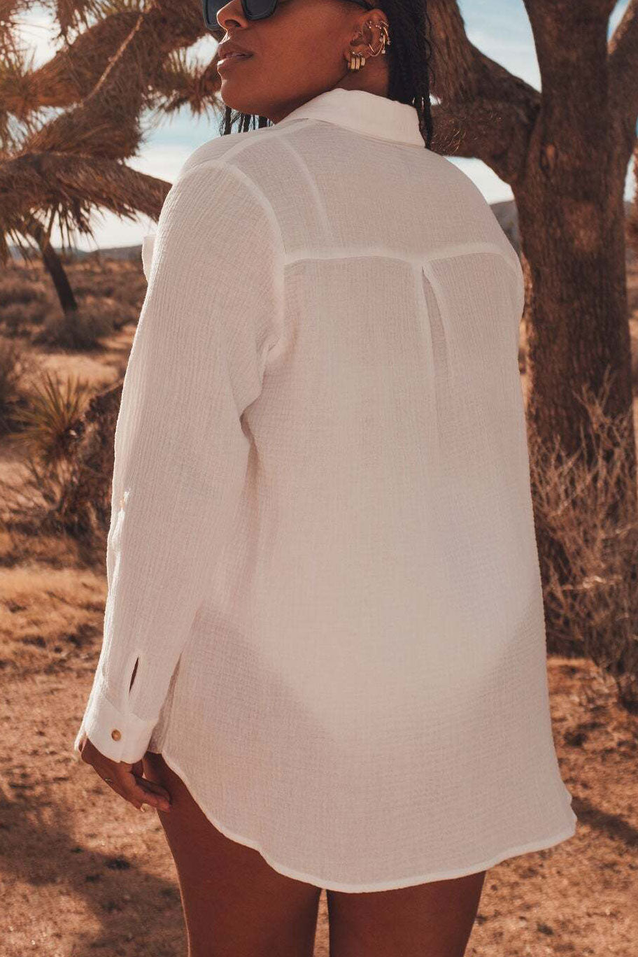 Nana the Brand Remington White Long Translucent Shirt | La petite garçonne dos