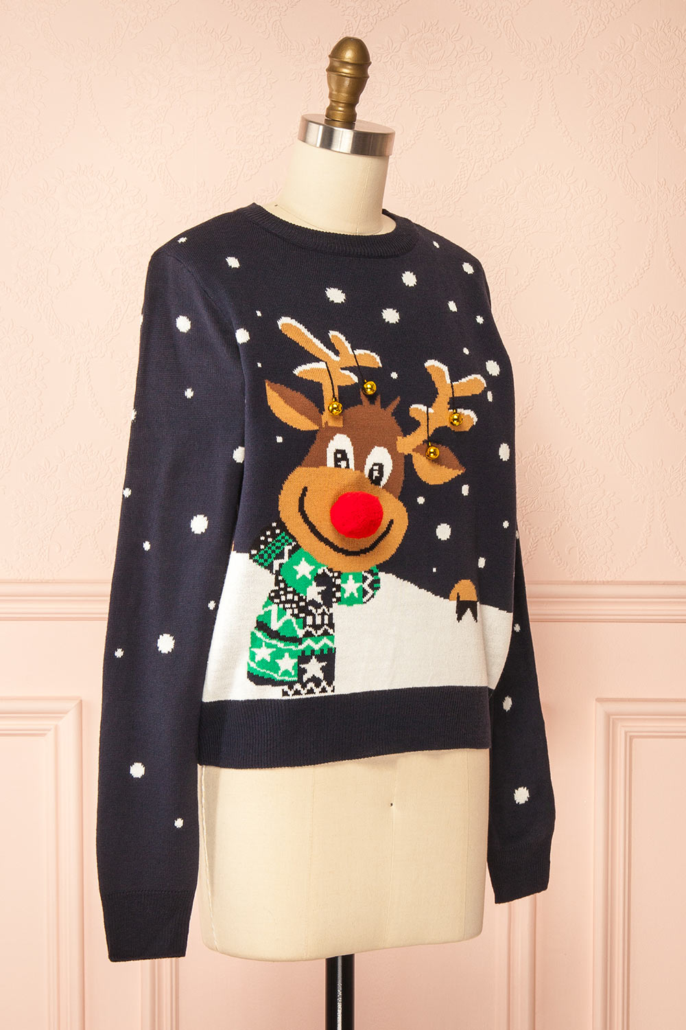 Renmark Navy Sweater with Reindeer | Boutique 1861 side view