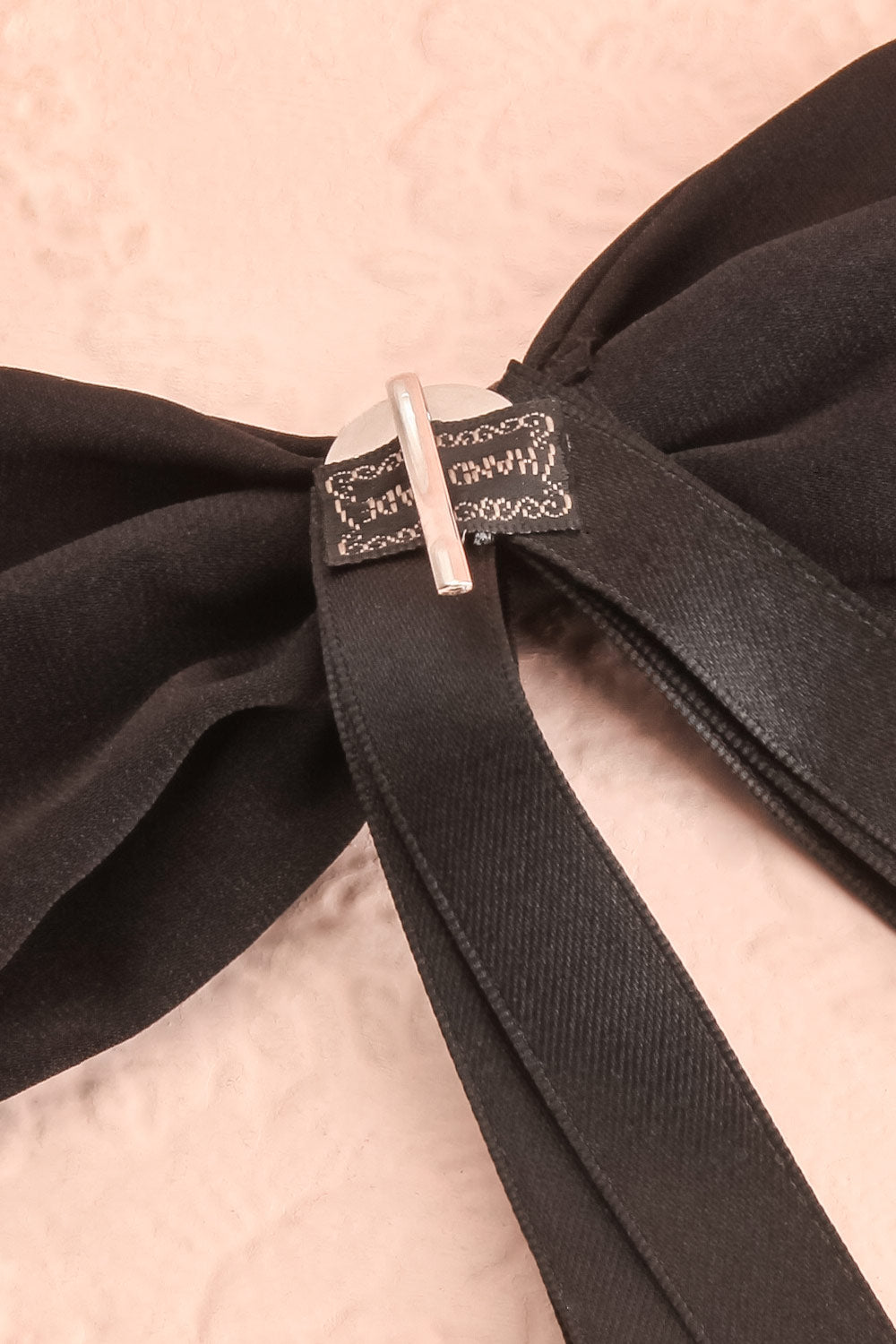 Rhena Black Ponytail Hook Hair Bow | Boutique 1861 back close-up