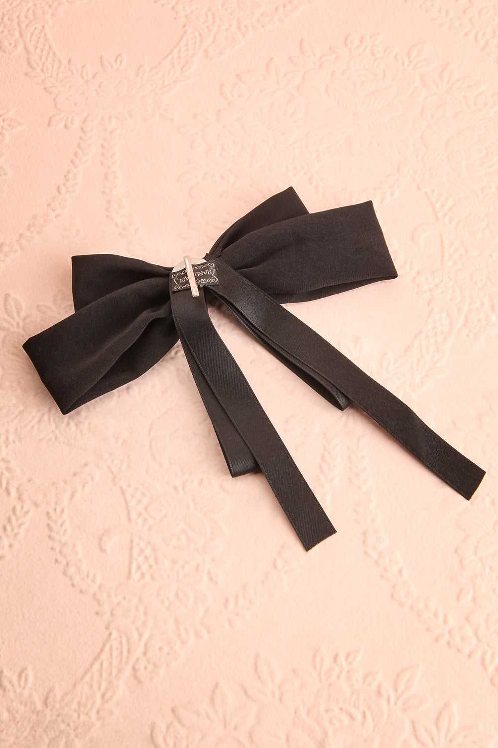 Rhena Black Ponytail Hook Hair Bow | Boutique 1861 back view