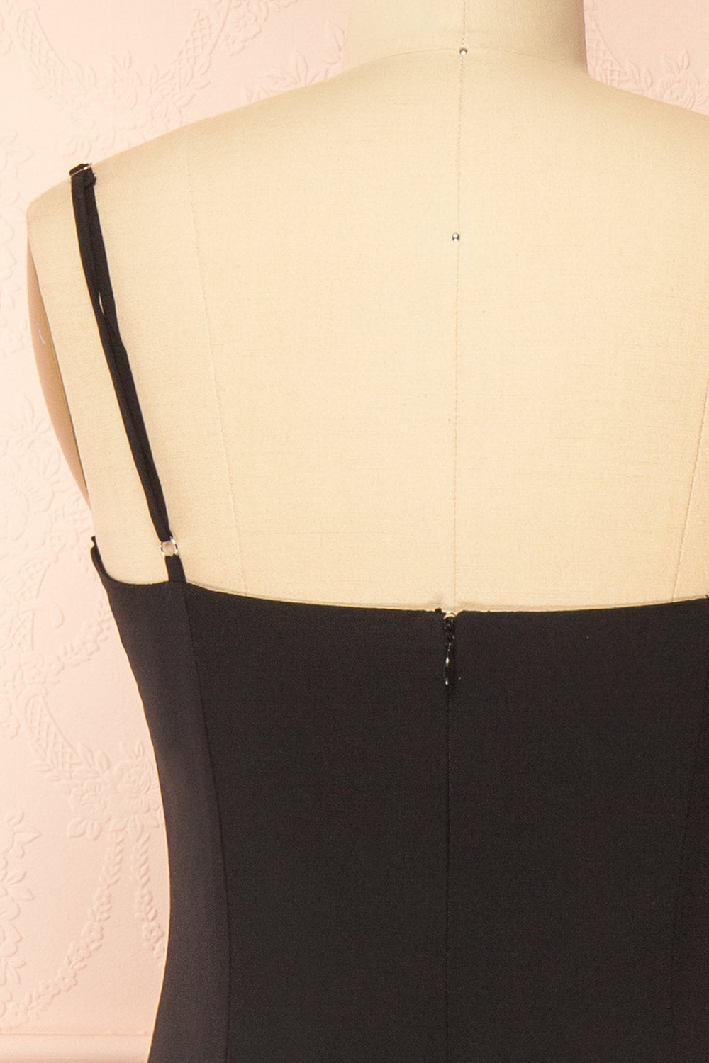 Rhonda Black Bustier Midi Dress with Flared Skirt | Boutique 1861 back