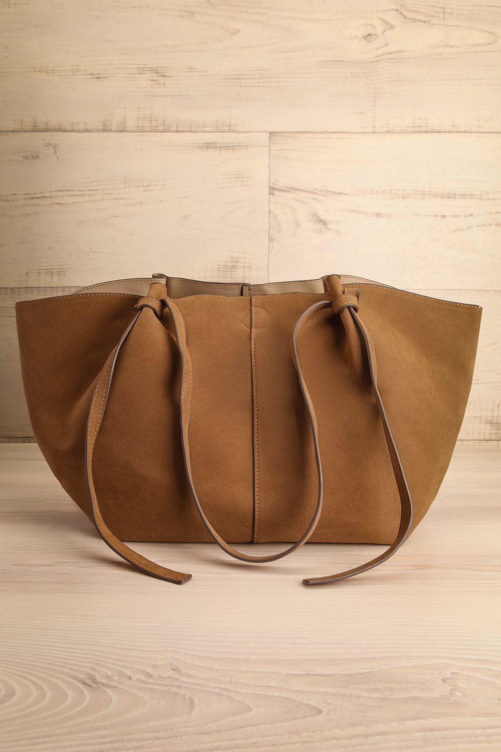 Ricotta Brown Faux Leather Handbag | La petite garçonne front view