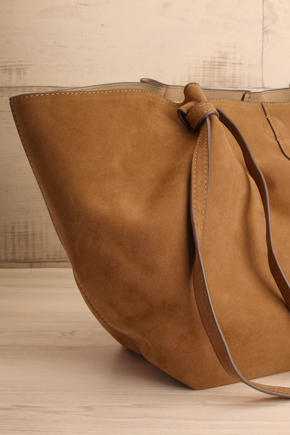 Ricotta Brown Faux Leather Handbag | La petite garçonne side