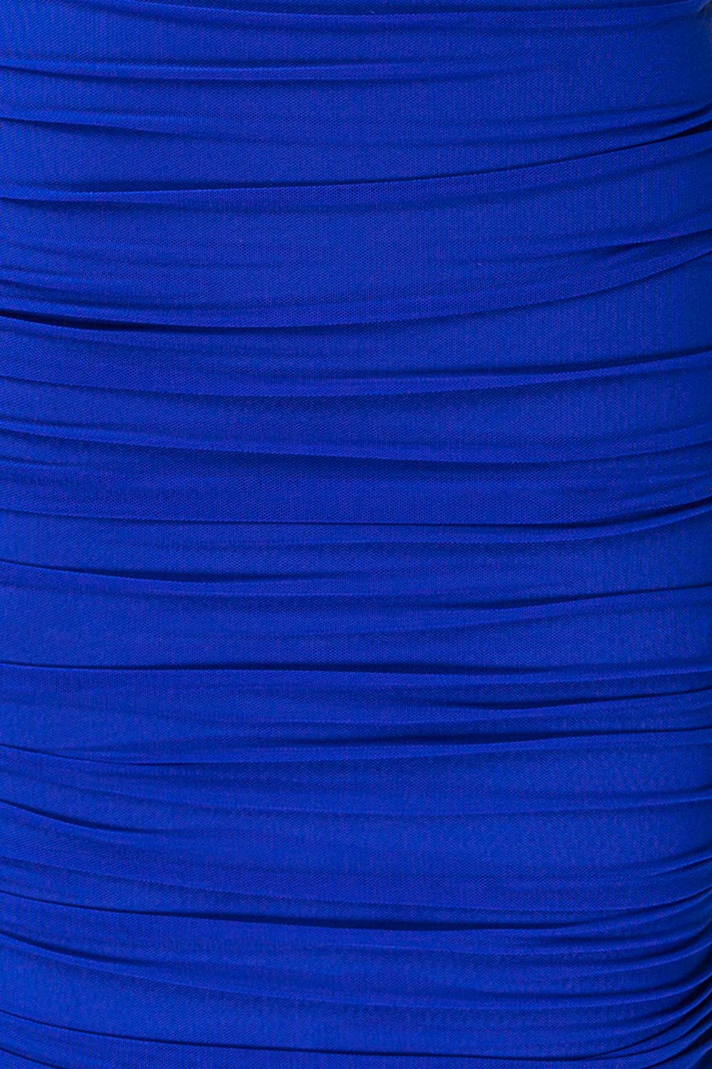 Rilievo Bleu Ruched Fitted Midi Dress | La petite garçonne fabric