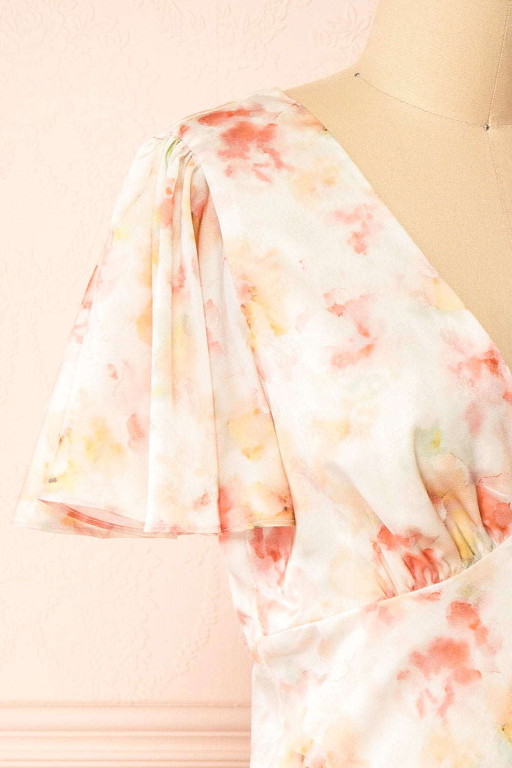 Rinnie Short Satin Dress w/ Bell Sleeves | Boutique 1861 side