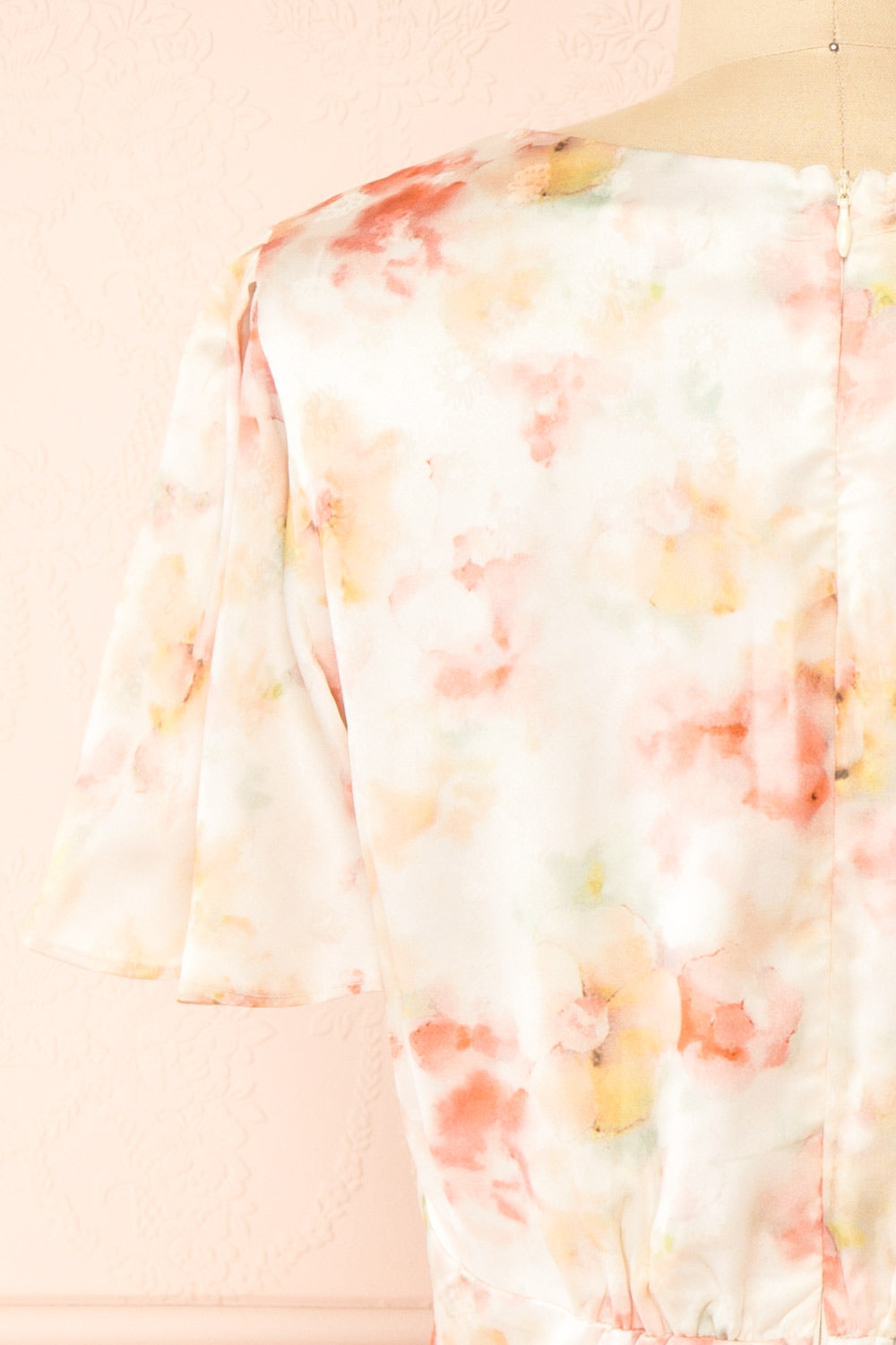 Rinnie Short Satin Dress w/ Bell Sleeves | Boutique 1861 back