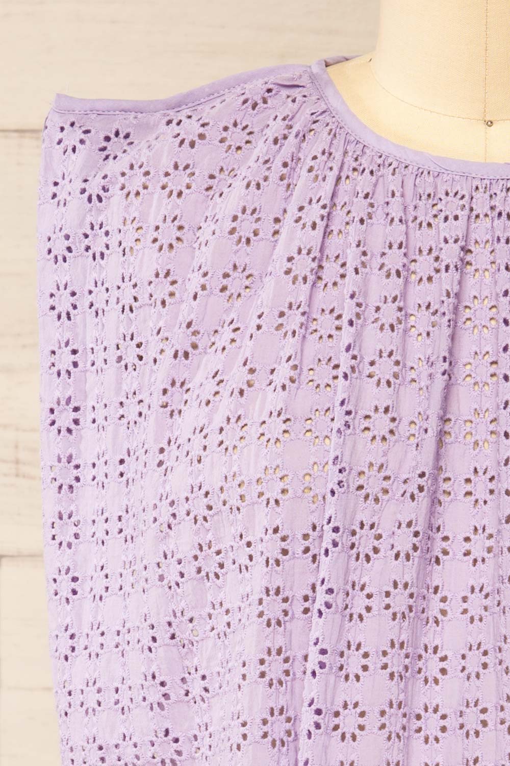 Risborough Lilac Boxy Top w/ Openwork Embroidery | La petite garçonne front