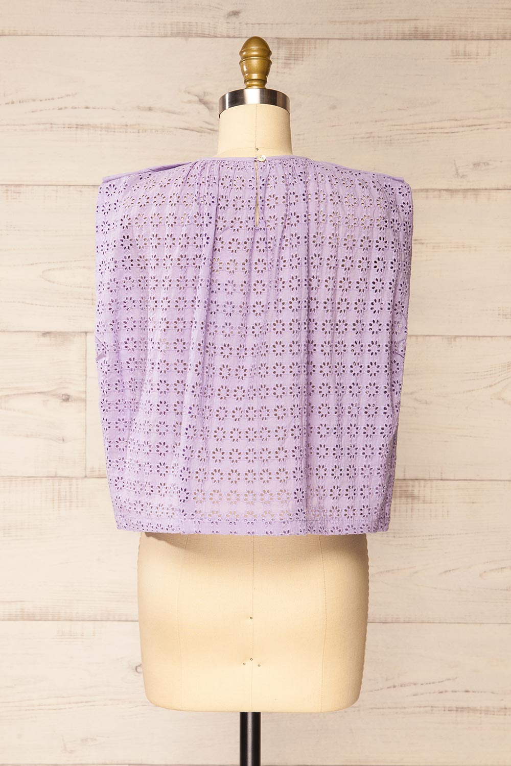 Risborough Lilac Boxy Top w/ Openwork Embroidery | La petite garçonne back view