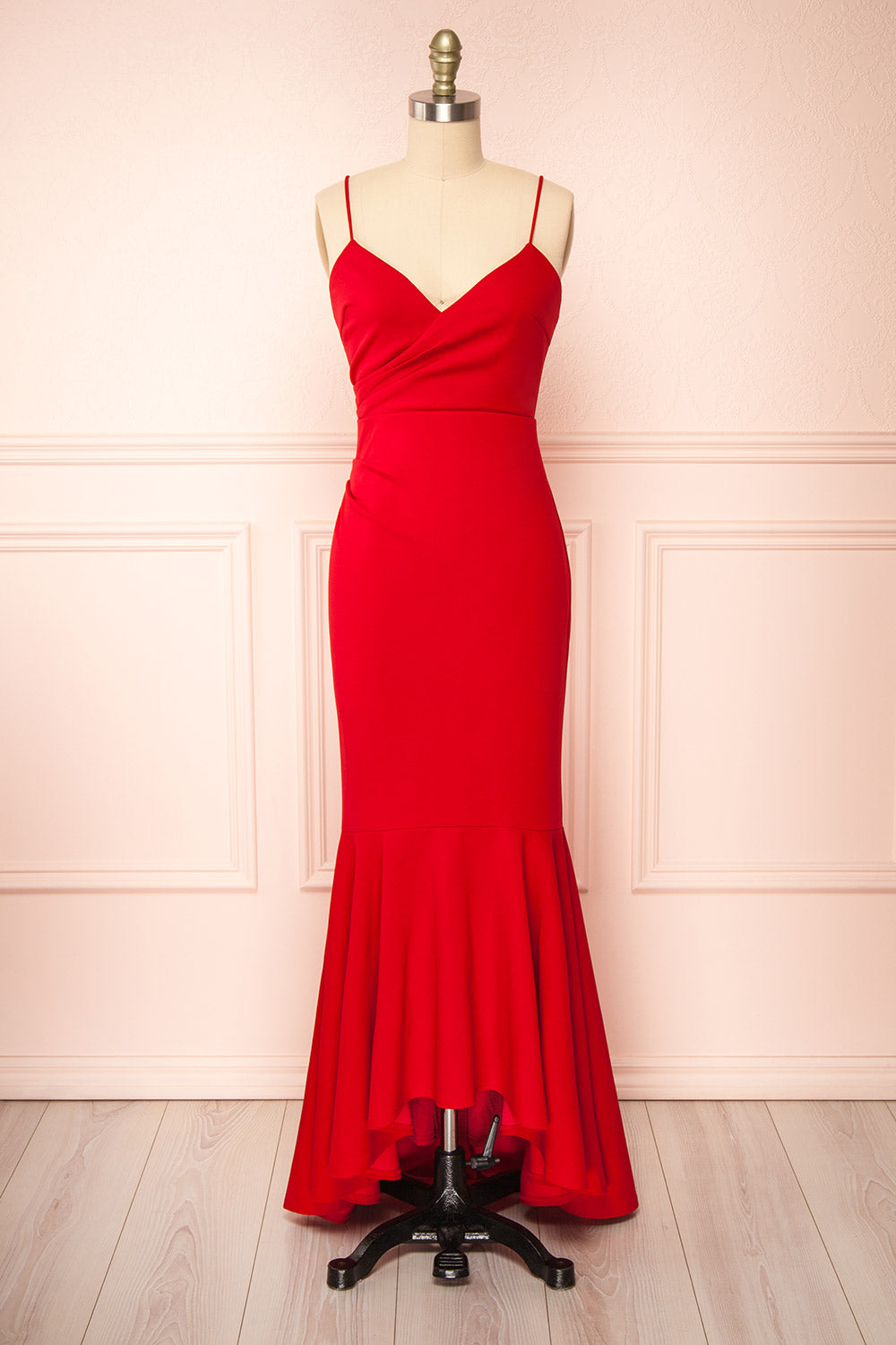 Rita Red Mermaid Dress w/ Thin Straps | Boutique 1861 front view