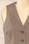 Rizhao Cropped Chevron Waistcoat | La petite garçonne  front close-up