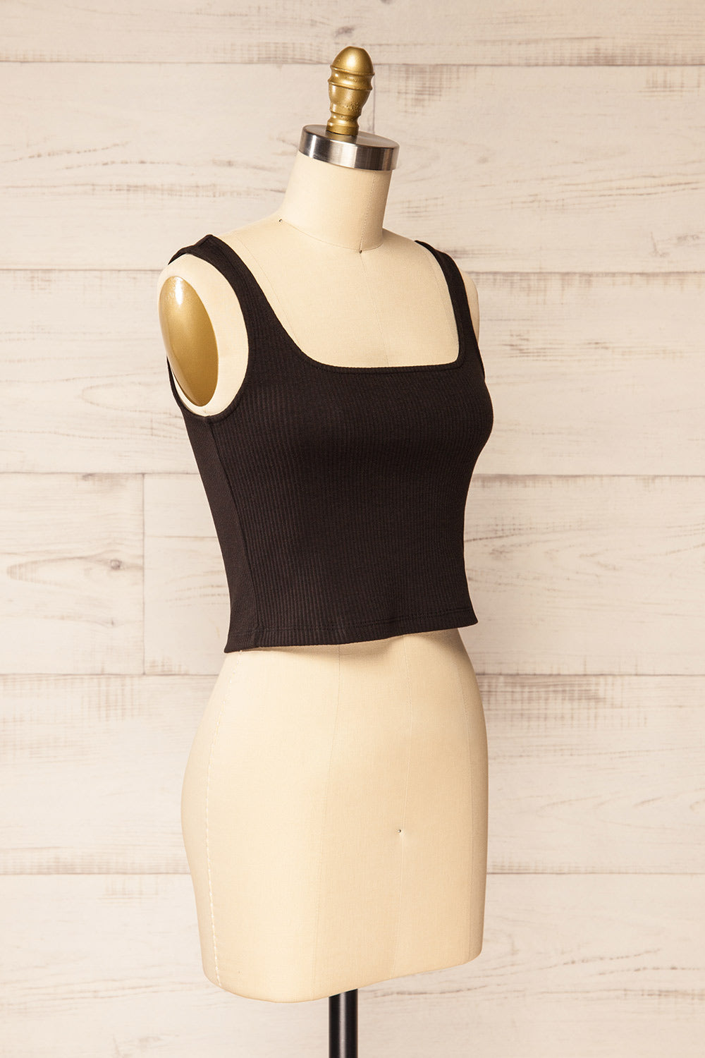 Rizzo Black Ribbed Tank Top | La petite garçonne side view