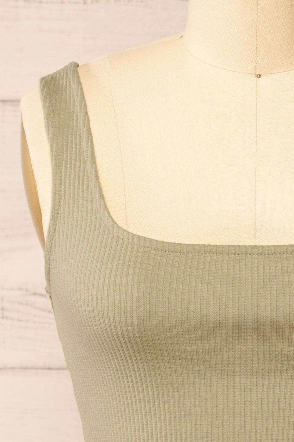 Rizzo Sage Ribbed Tank Top | La petite garçonne front
