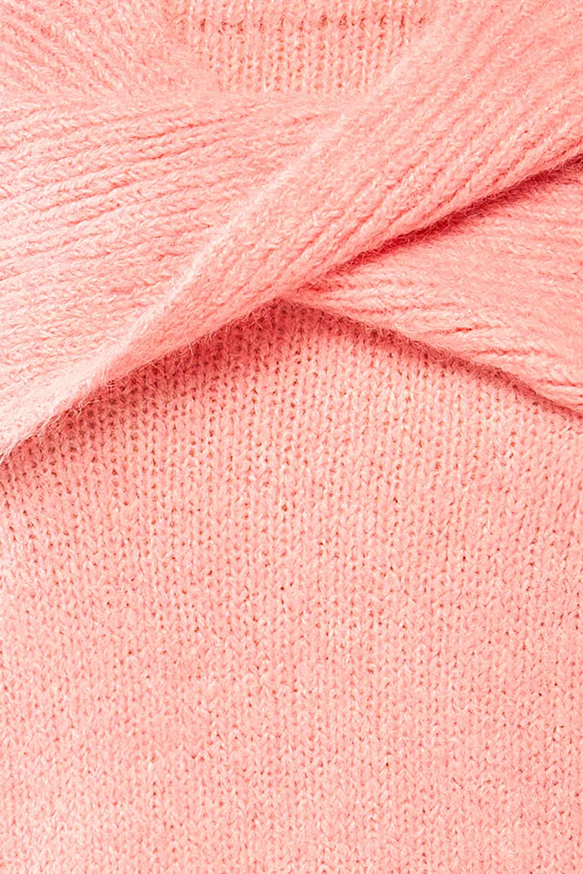 fabric view of Rocha Pink Off-the-Shoulder Knit Sweater at La petite garçonne
