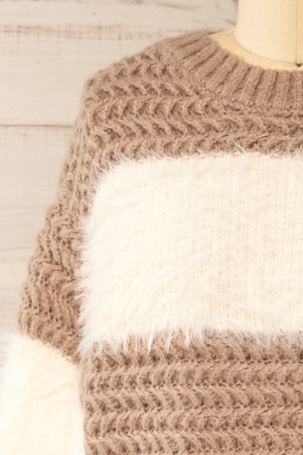 Rochefort Striped Fuzzy Knit Sweater | La petite garçonne front