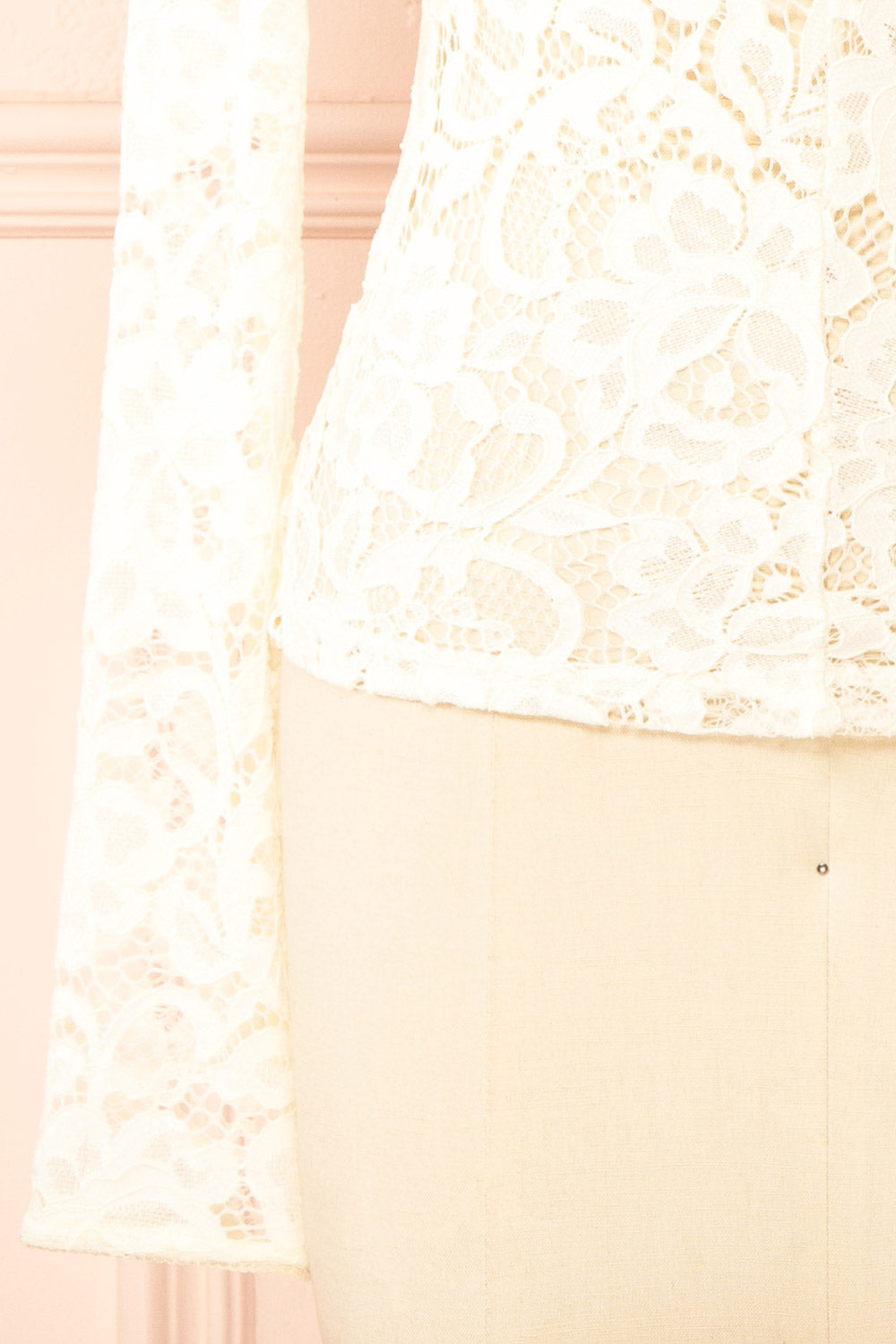 Rokia Sheer Fitted Ivory Lace Top with V Neck | Boudoir 1861 bottom