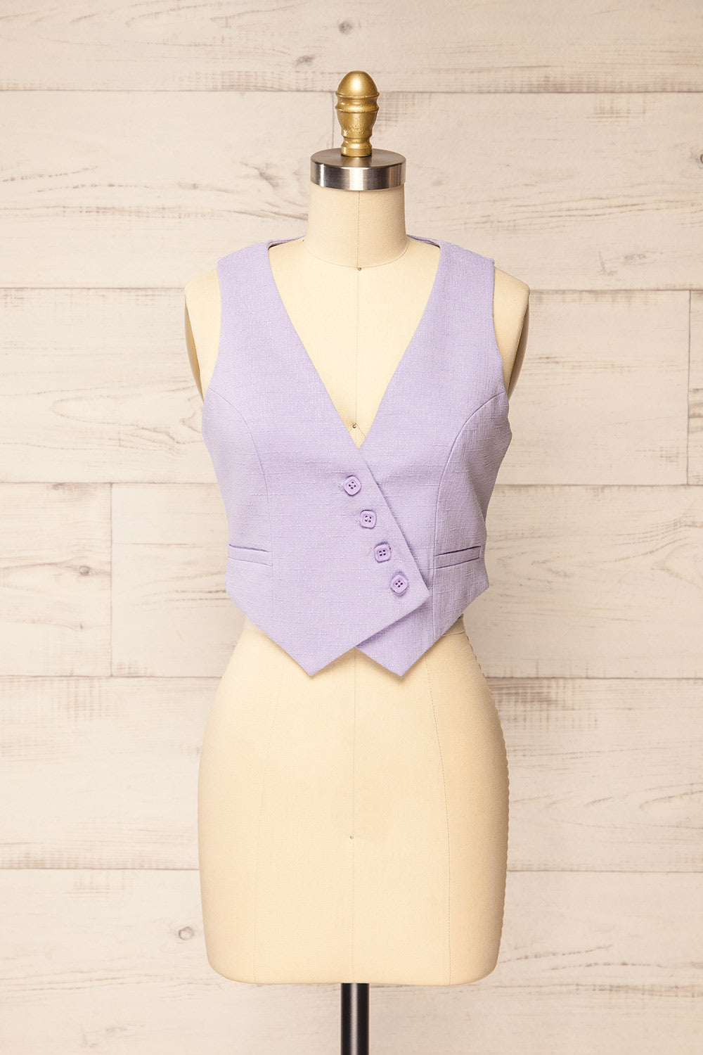 Romero Lilac Waistcoat w/ Square Buttons | La petite garçonne front view