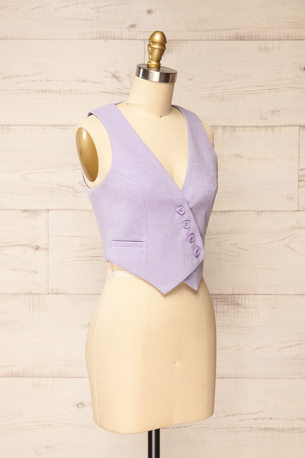 Romero Lilac Waistcoat w/ Square Buttons | La petite garçonne side view