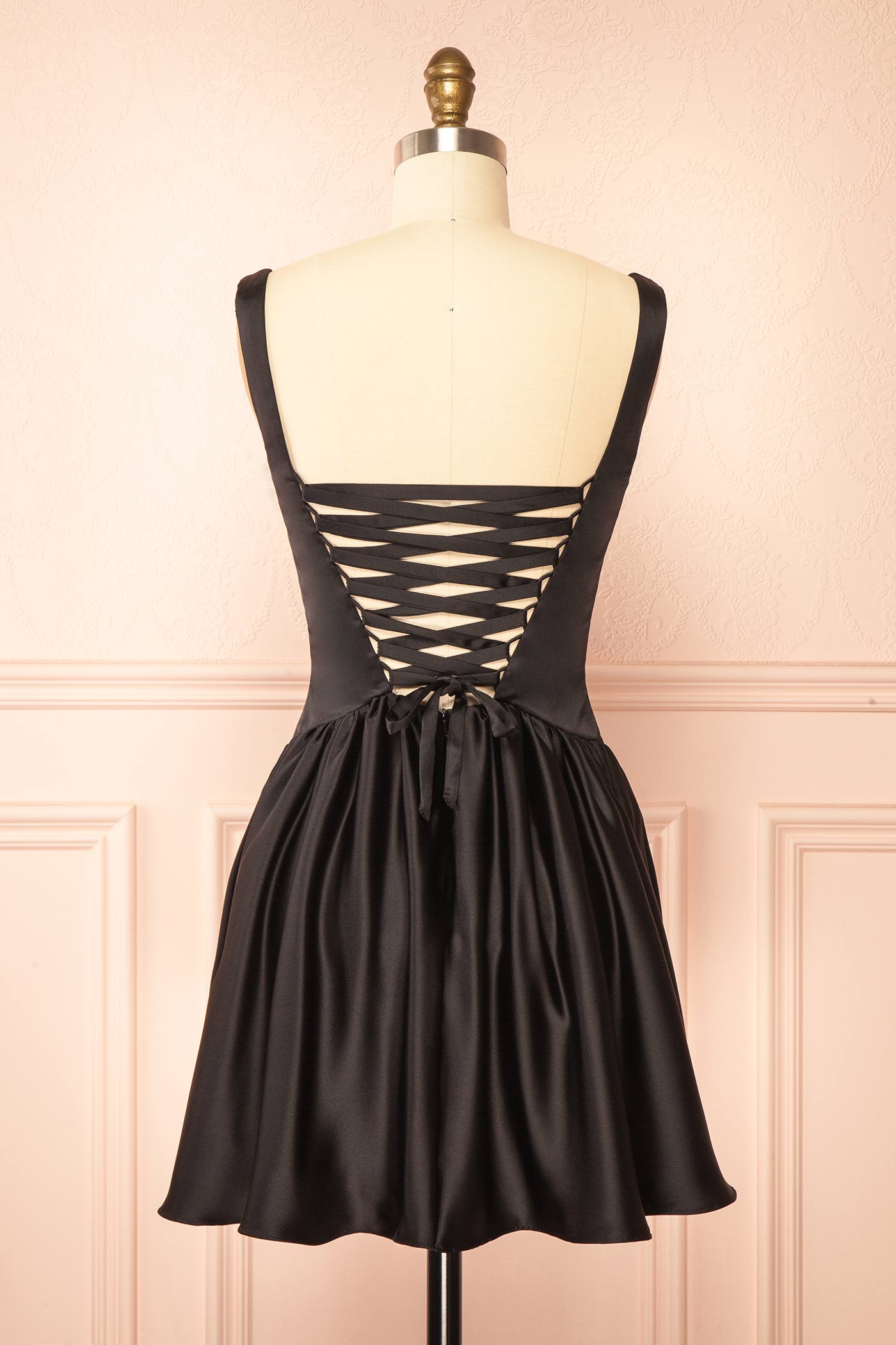 Romia Black | Satin Short Corset Dress
