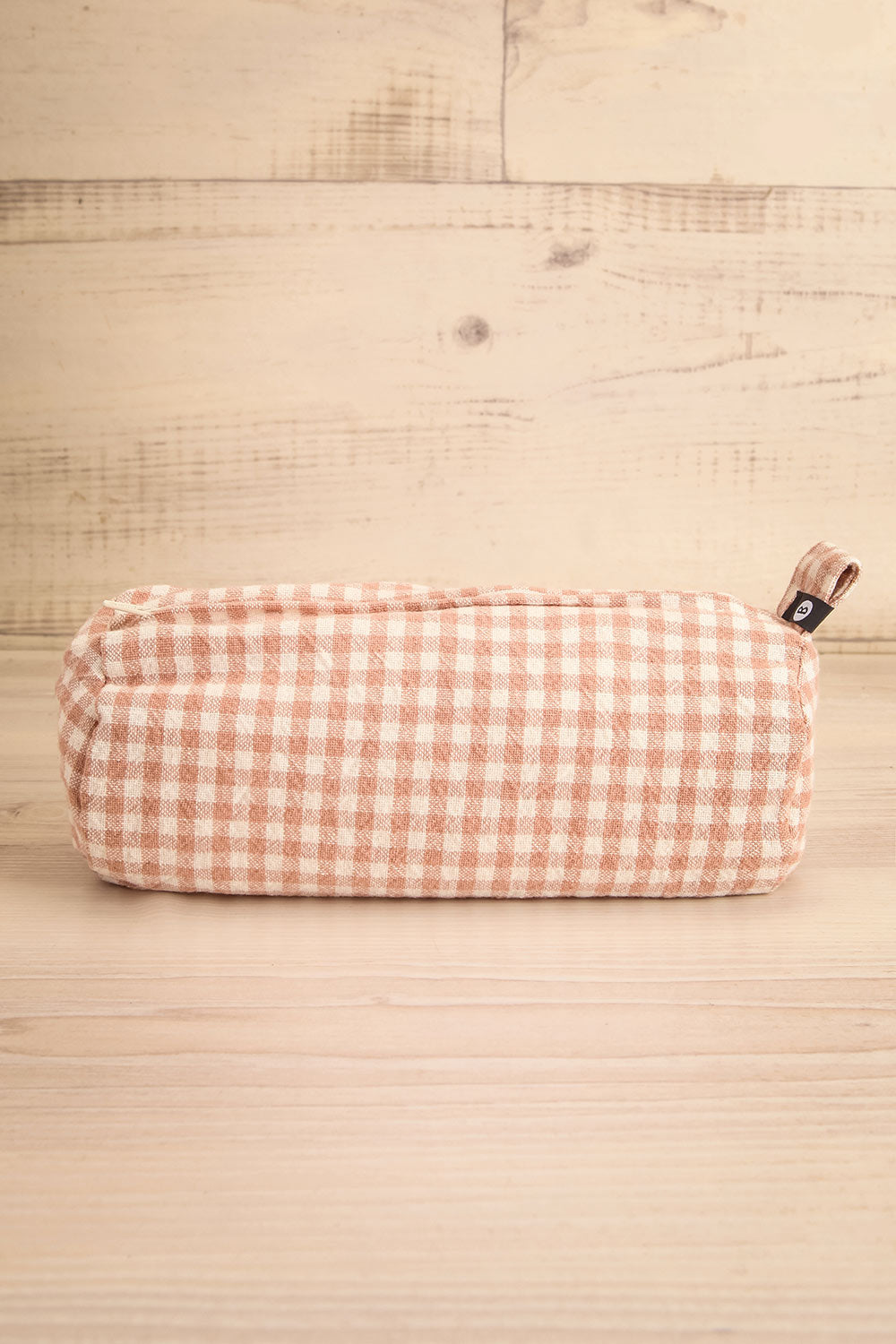 Romie Cylindrical Gingham Cosmetic Bag | Maison garçonne front view