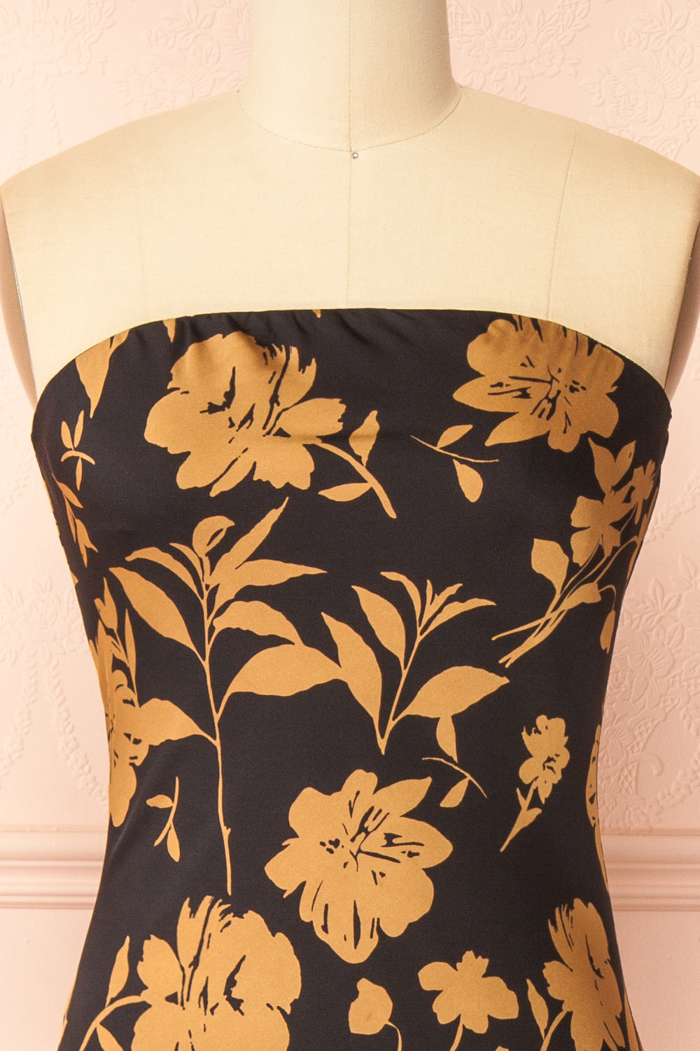 Roseana | Floral Satin Strapless Dress