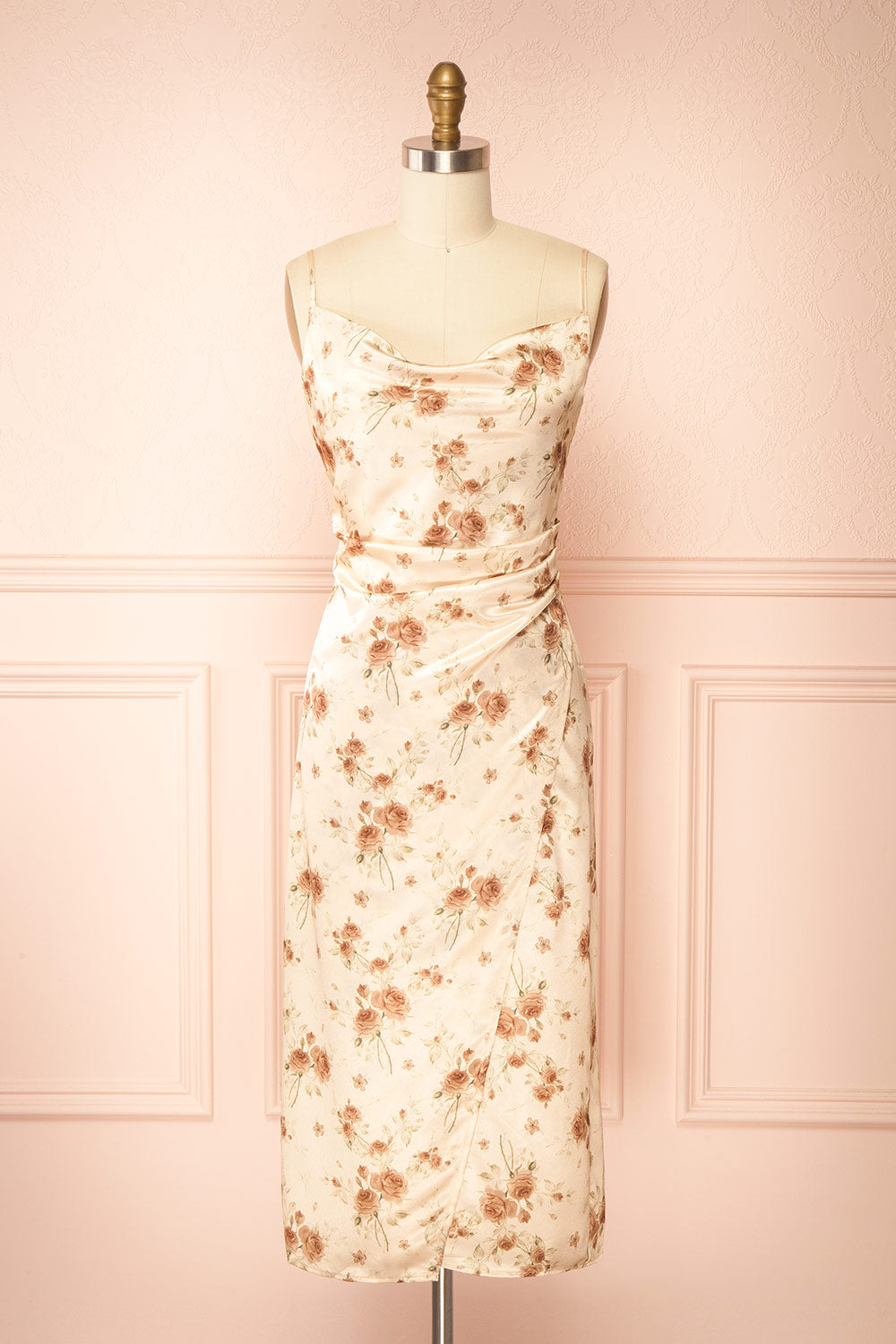 Rossy Cowl Neck Floral Midi Dress | Boutique 1861 front view