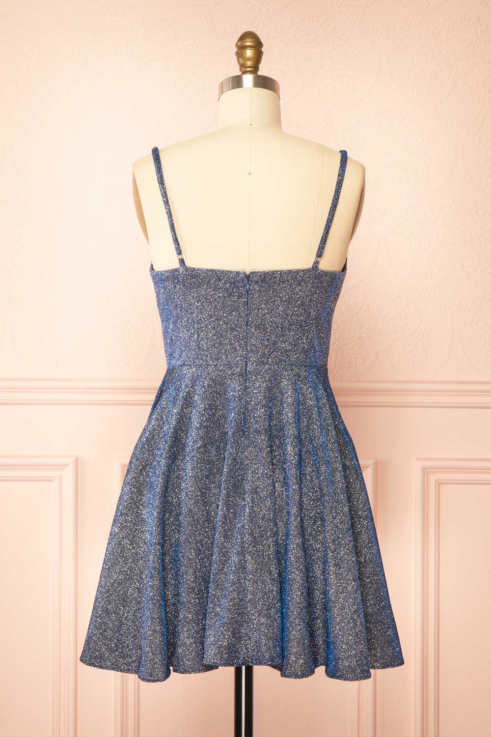 Rowyn Navy Short Sparkly Dress with Pockets | Boutique 1861 Back