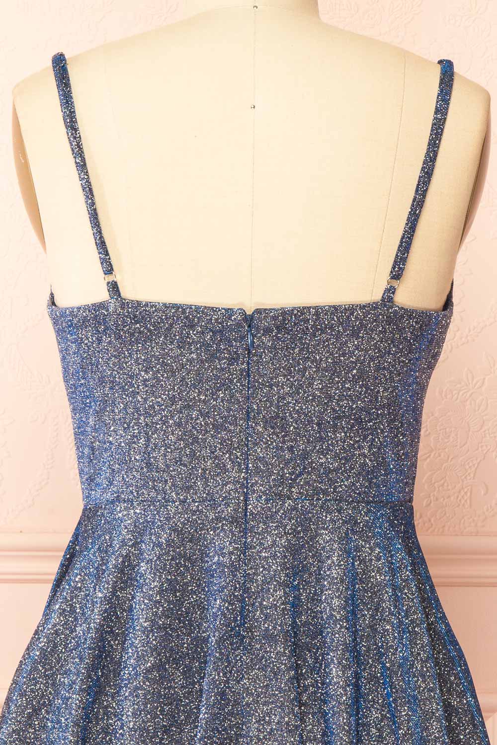 Rowyn Navy Short Sparkly Dress with Pockets | Boutique 1861 Back View
