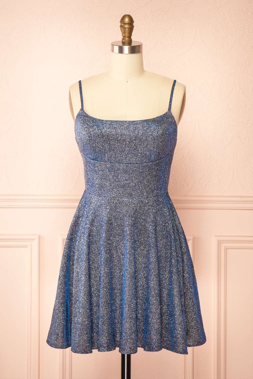 Rowyn Navy Short Sparkly Dress with Pockets | Boutique 1861 Front
