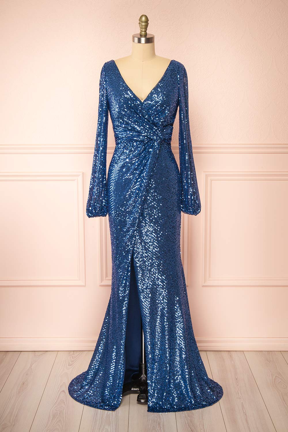 Roxy Blue Sequins Long-Sleeved Maxi Dress | Boutique 1861 Roxy Blue Sequins Long-Sleeved Maxi Dress | Boutique 1861