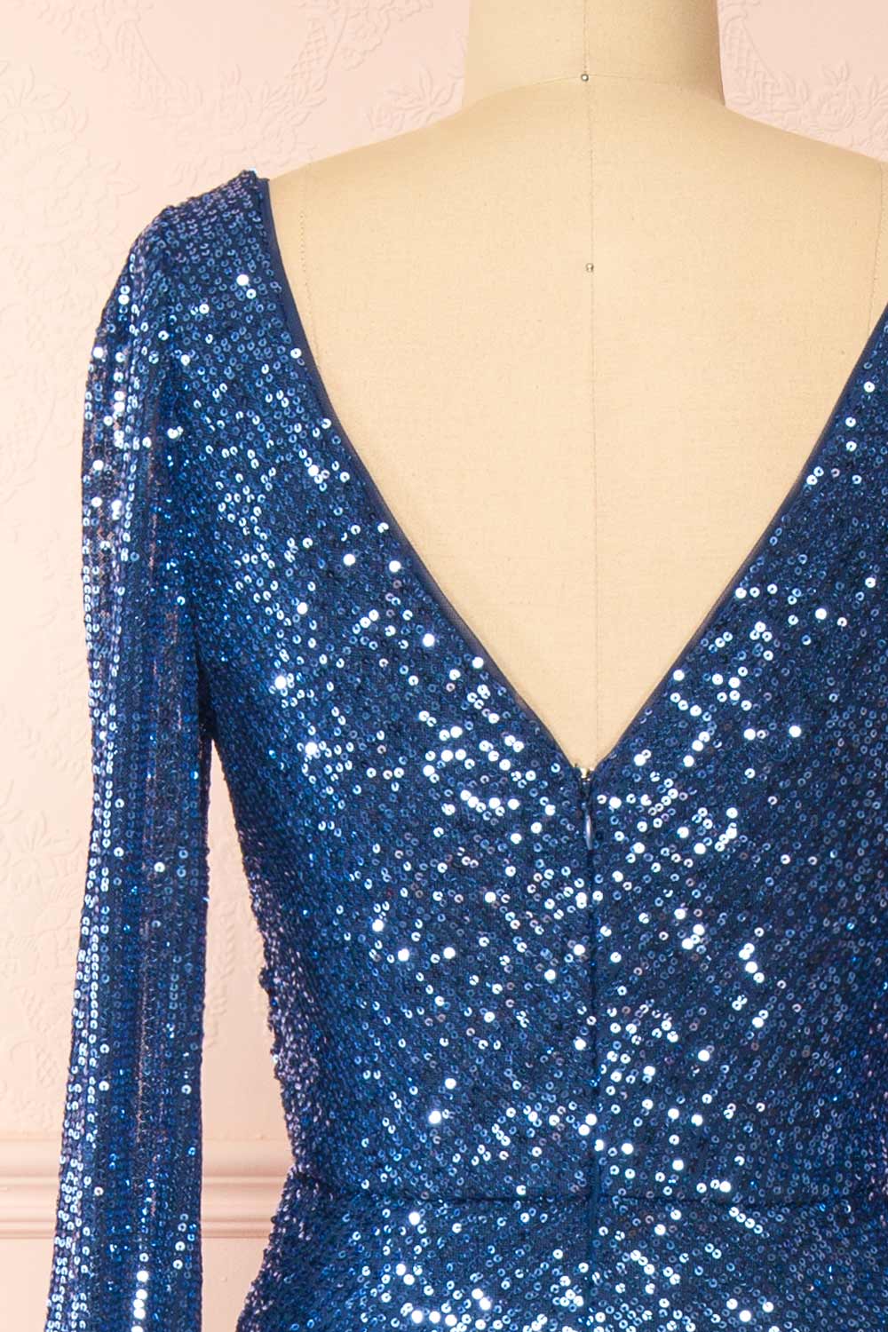 Roxy Blue Sequins Long-Sleeved Maxi Dress | Boutique 1861 back