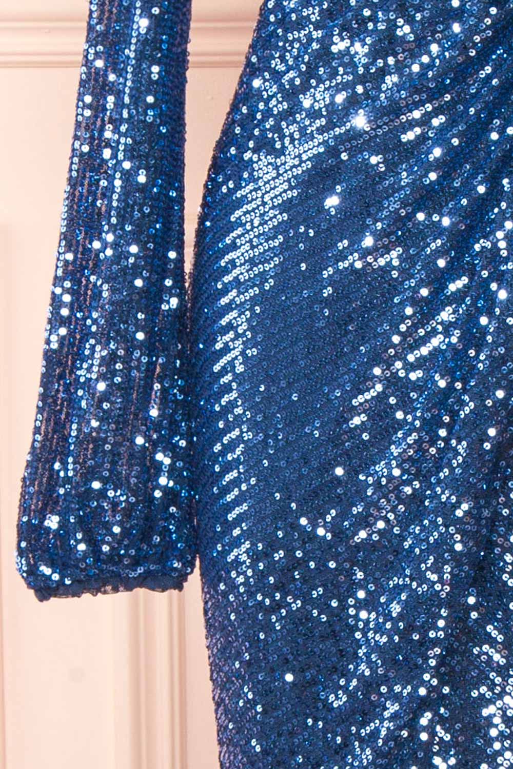 Roxy Blue Sequins Long-Sleeved Maxi Dress | Boutique 1861 sleeve