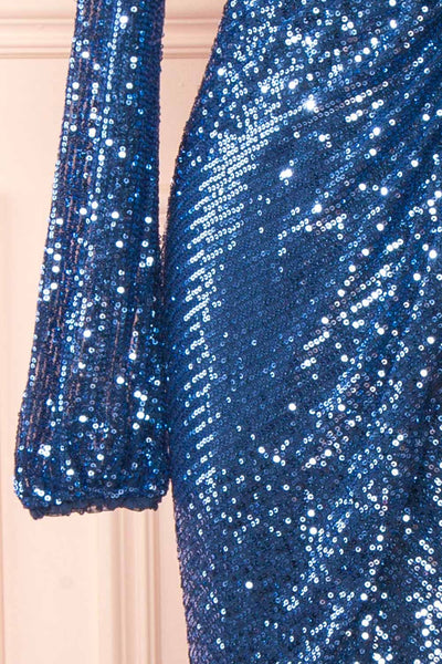 Roxy Blue Sequins Long-Sleeved Maxi Dress | Boutique 1861  sleeve