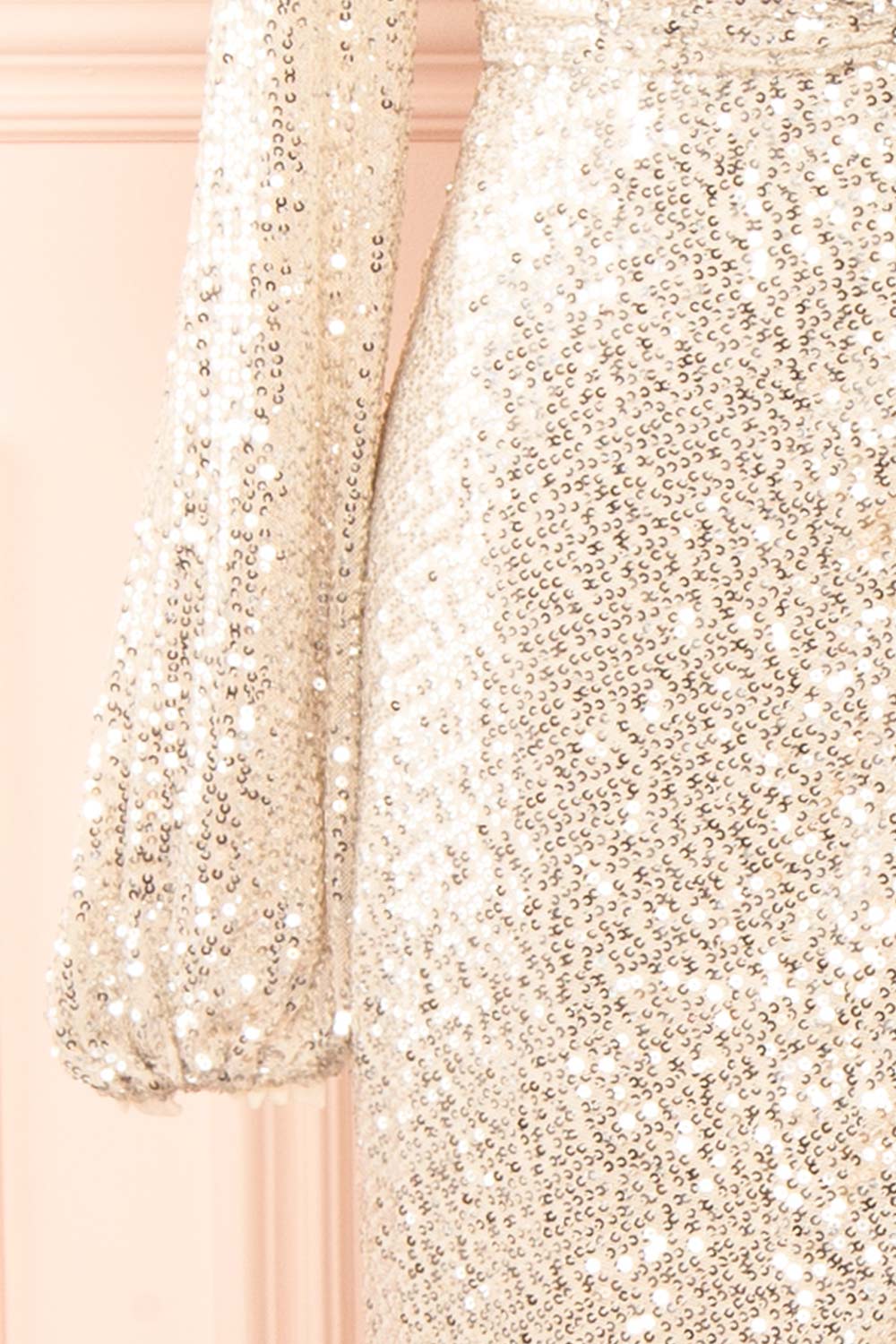 Roxy Champagne Sequins Long-Sleeved Maxi Dress | Boutique 1861  sleeve