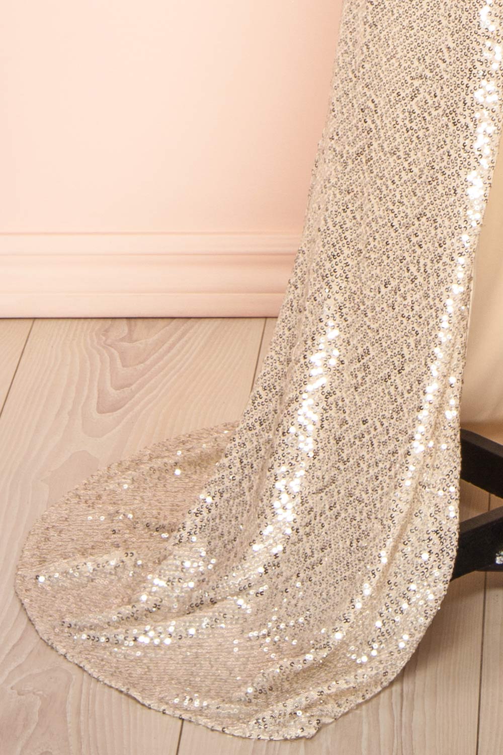 Roxy Champagne Sequins Long-Sleeved Maxi Dress | Boutique 1861 bottom