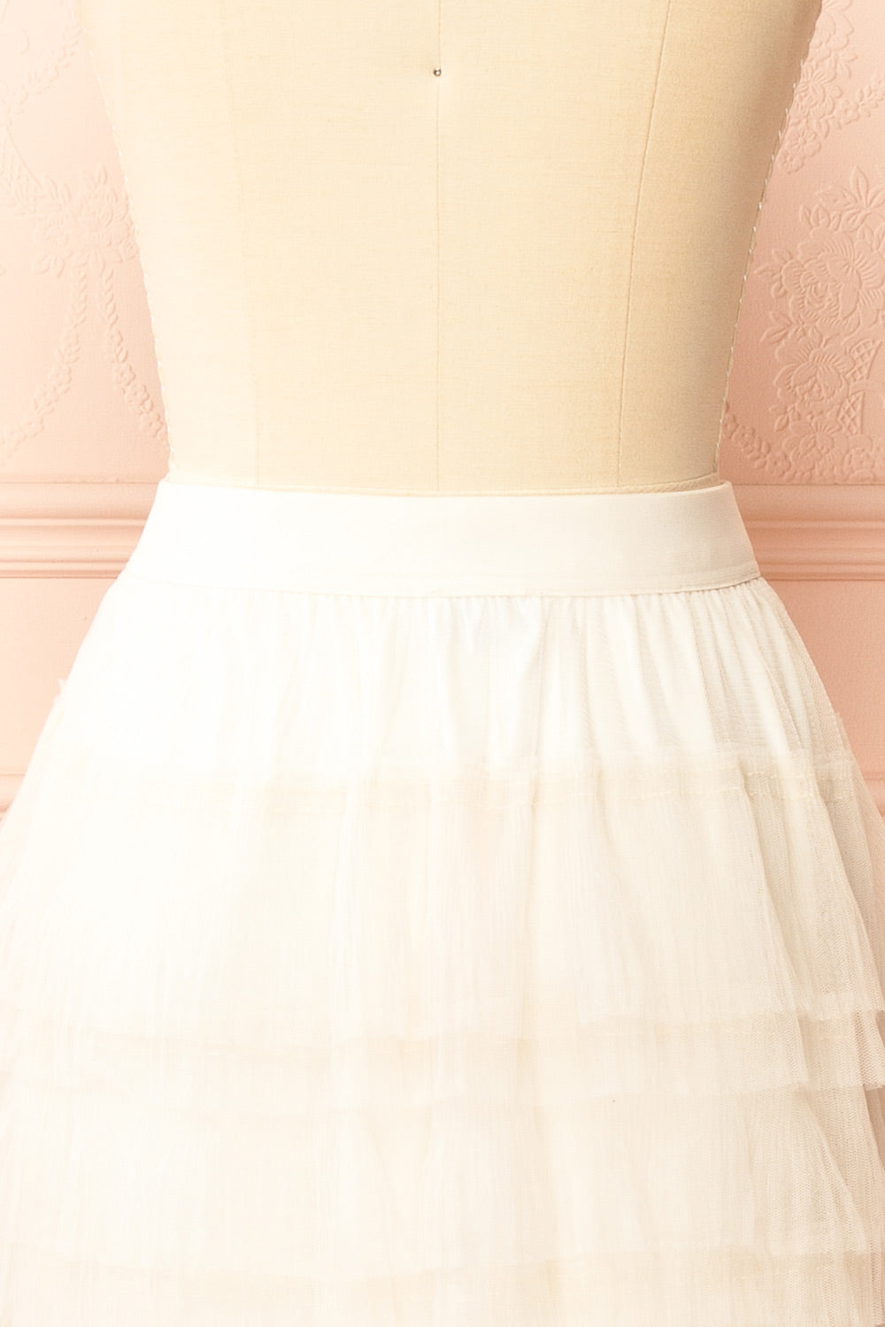 Runia White Long Tiered Mesh Skirt | Boutique 1861 back