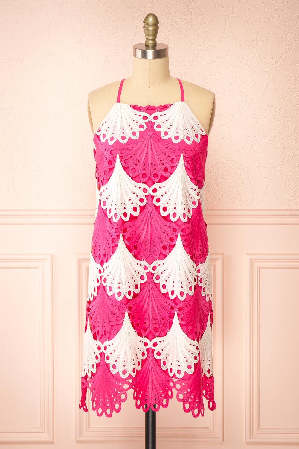 Ruthshelle Short Fuchsia Patterned Dress | Boutique 1861 front view