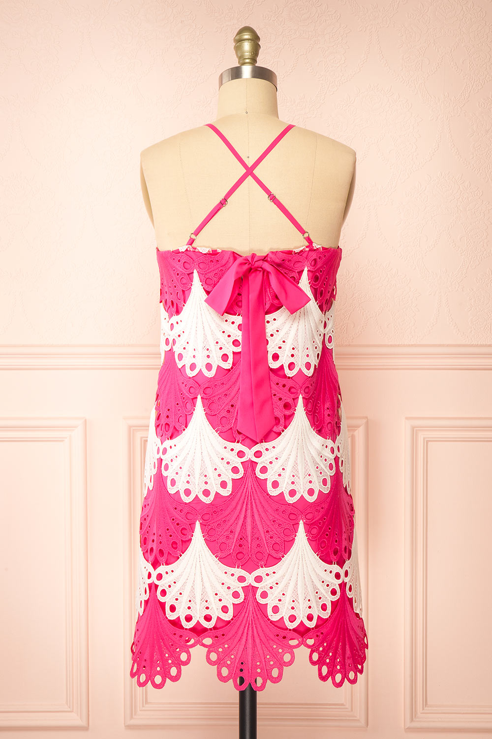 Ruthshelle Short Fuchsia Patterned Dress | Boutique 1861  back view