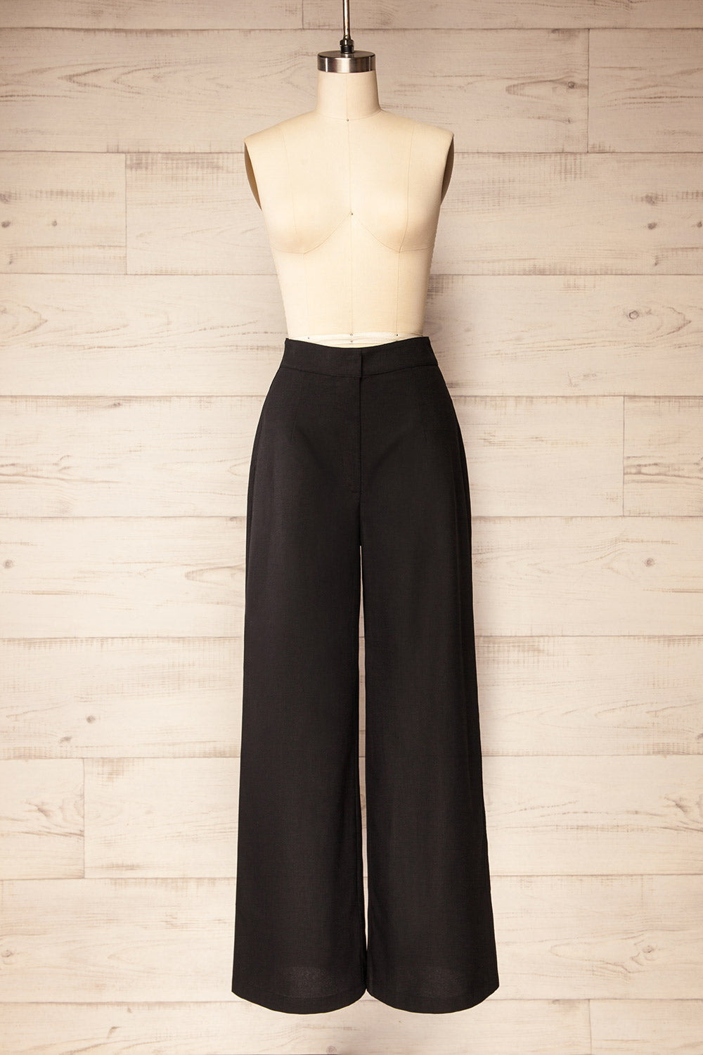 Rytole Black High-Waisted Pants with Wide Leg | La petite garçonne front view