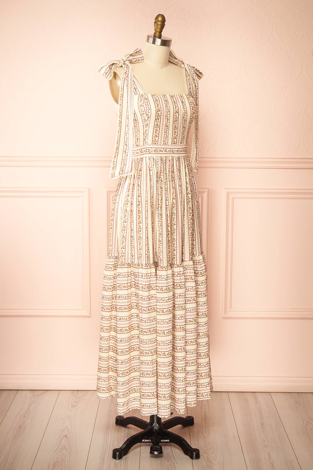 Sachiko Long Floral Dress with Tie-Up Straps | Boutique 1861 side view