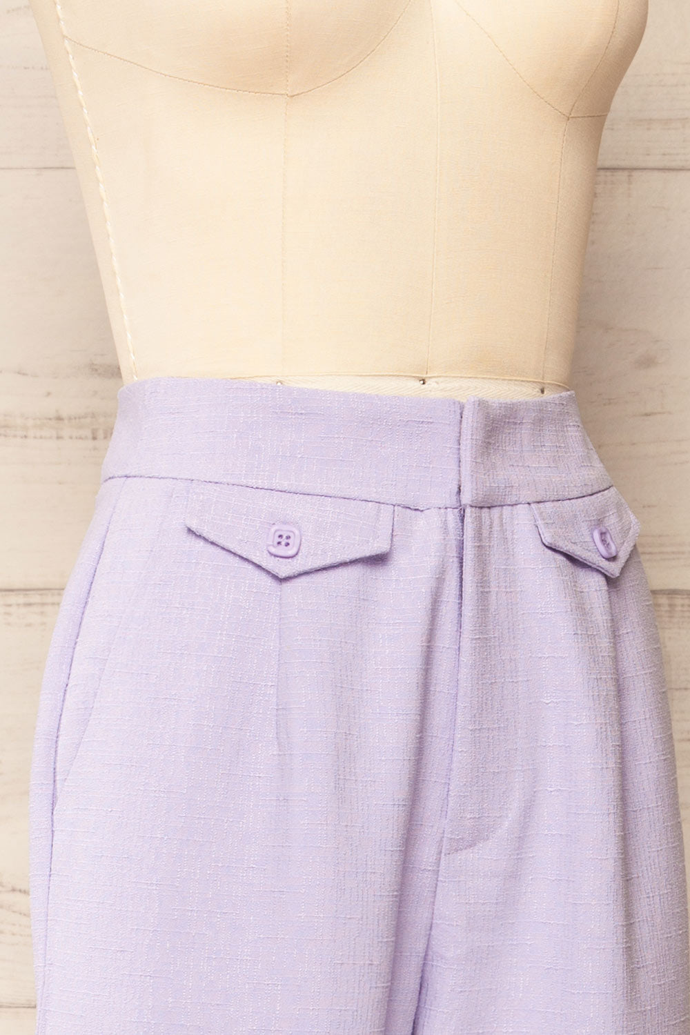 Sackville Lilac Textured Wide-Leg Pants | La petite garçonne side