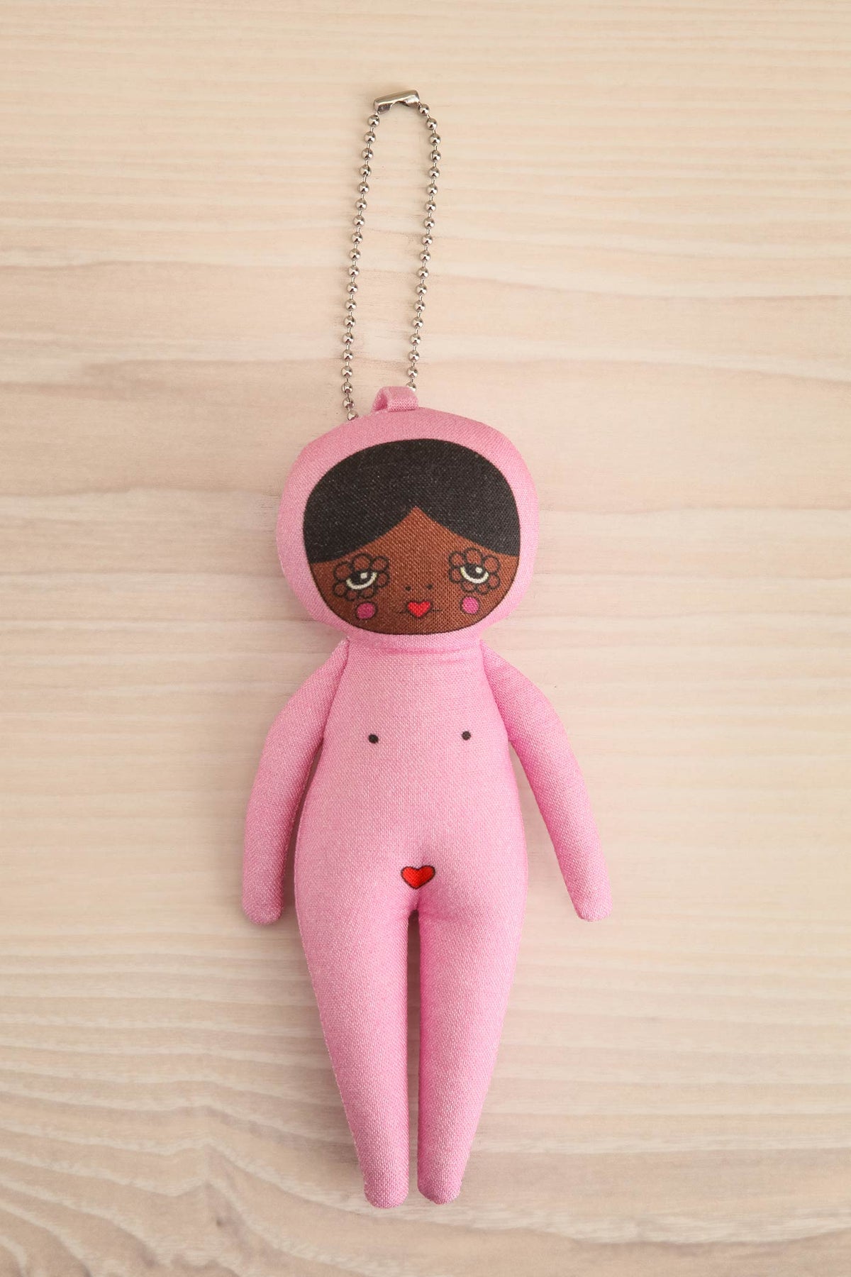 view of deep Safia Pink Jumpsuit Doll Bag Charm - 3 options at Maison garçonne