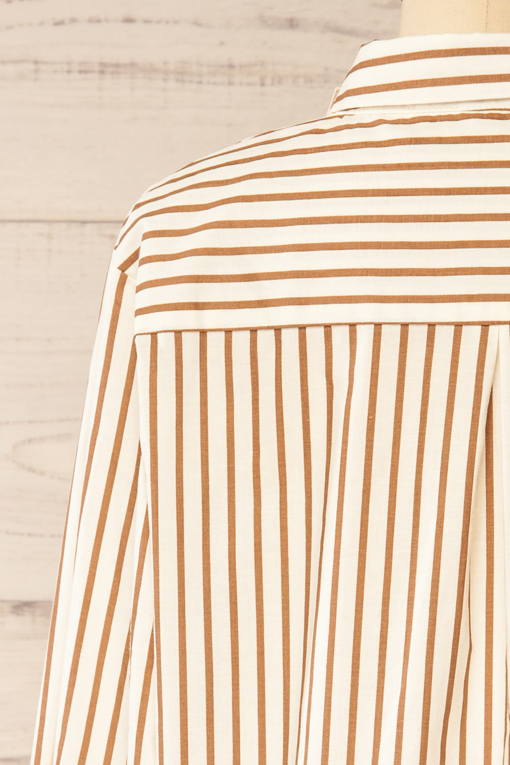 Safire Brown Oversized Striped Cotton Shirt | La petite garçonne back