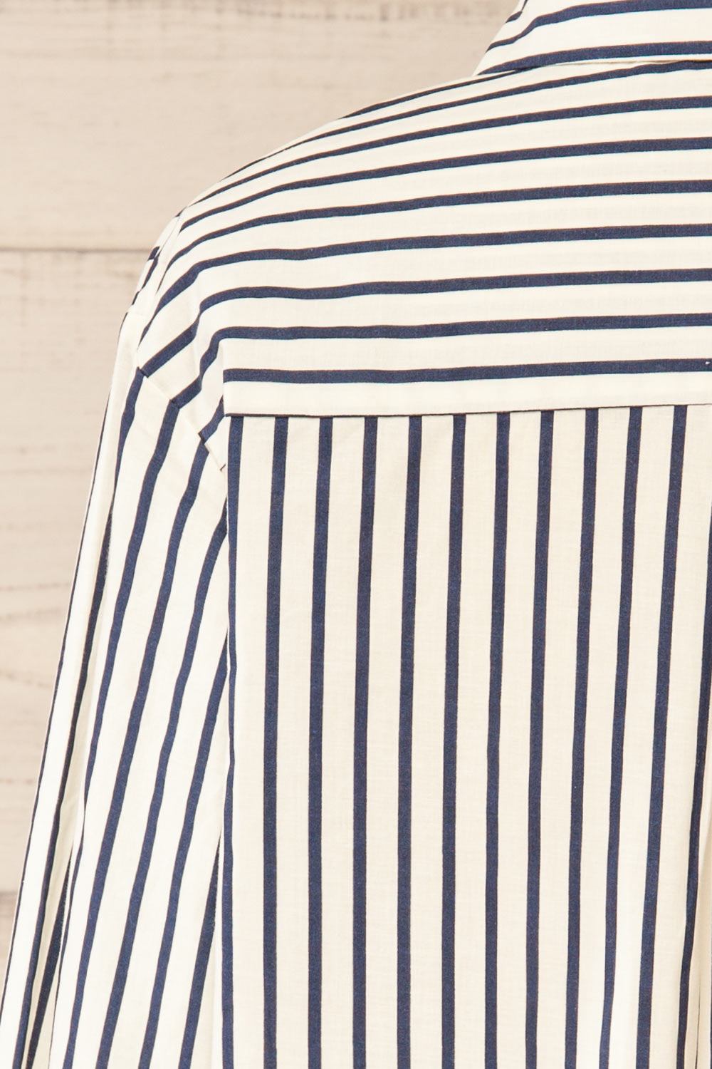 Safire Navy Oversized Striped Cotton Shirt | La petite garçonne back