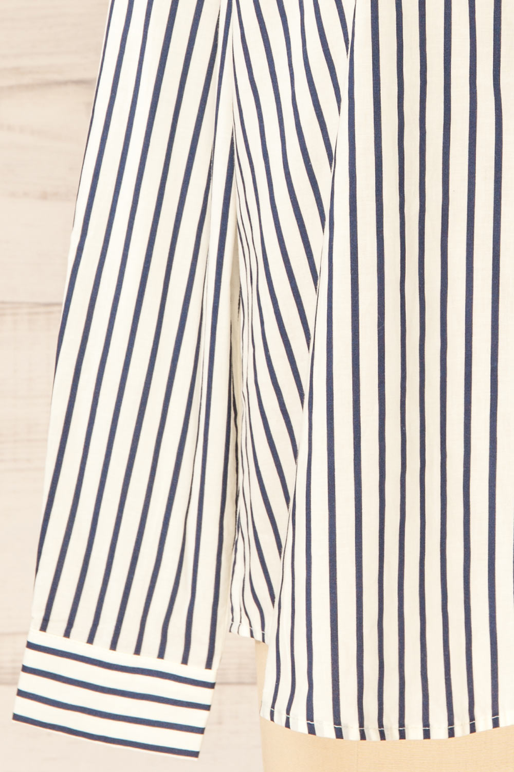 Safire Navy Oversized Striped Cotton Shirt | La petite garçonne sleeve