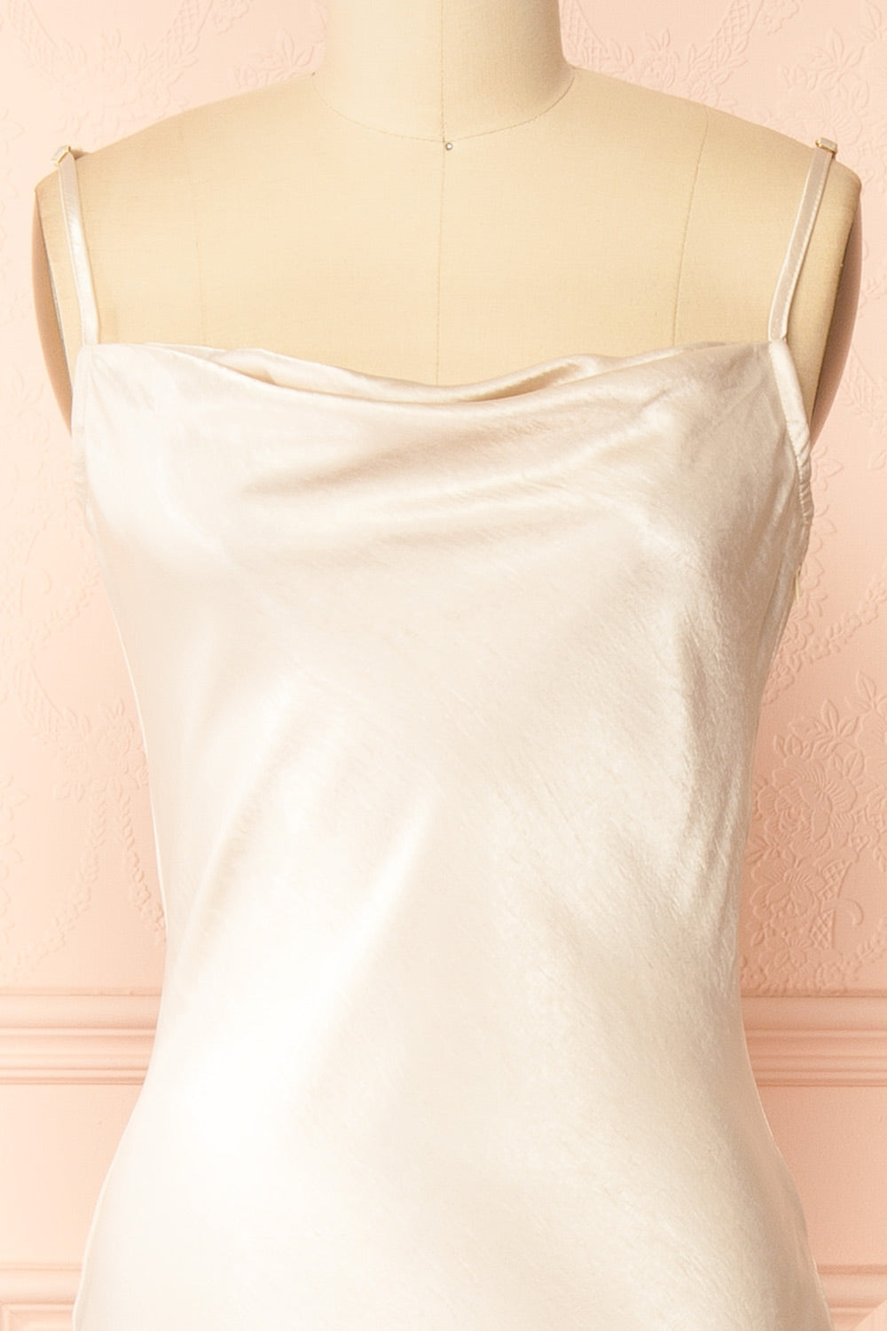 Safiya Ivory | Satin Maxi Dress with Faux Fur Shawl