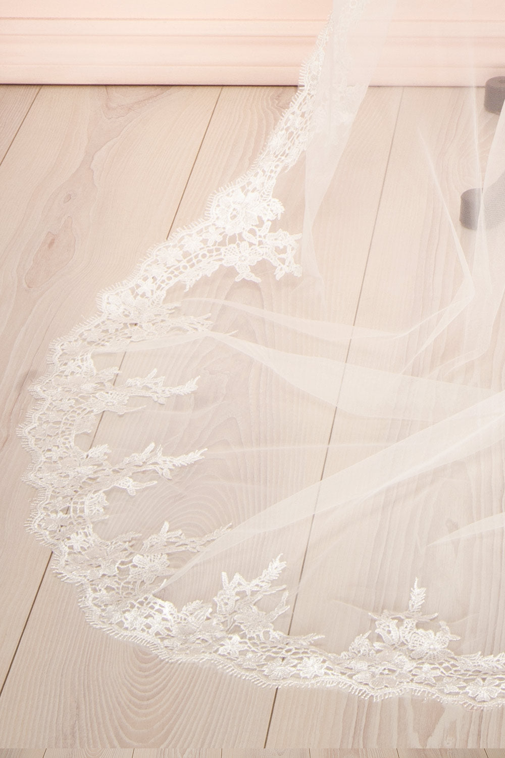 Salacia Mesh Wedding Veil w/ Floral Lace | Boudoir 1861 close-up