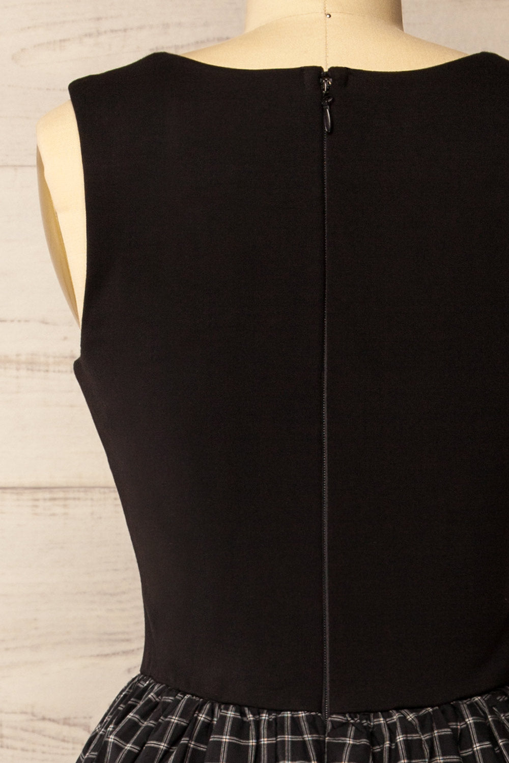 Salem Maxi Black Dress with Plaid Ballon Skirt | La petite garçonne back