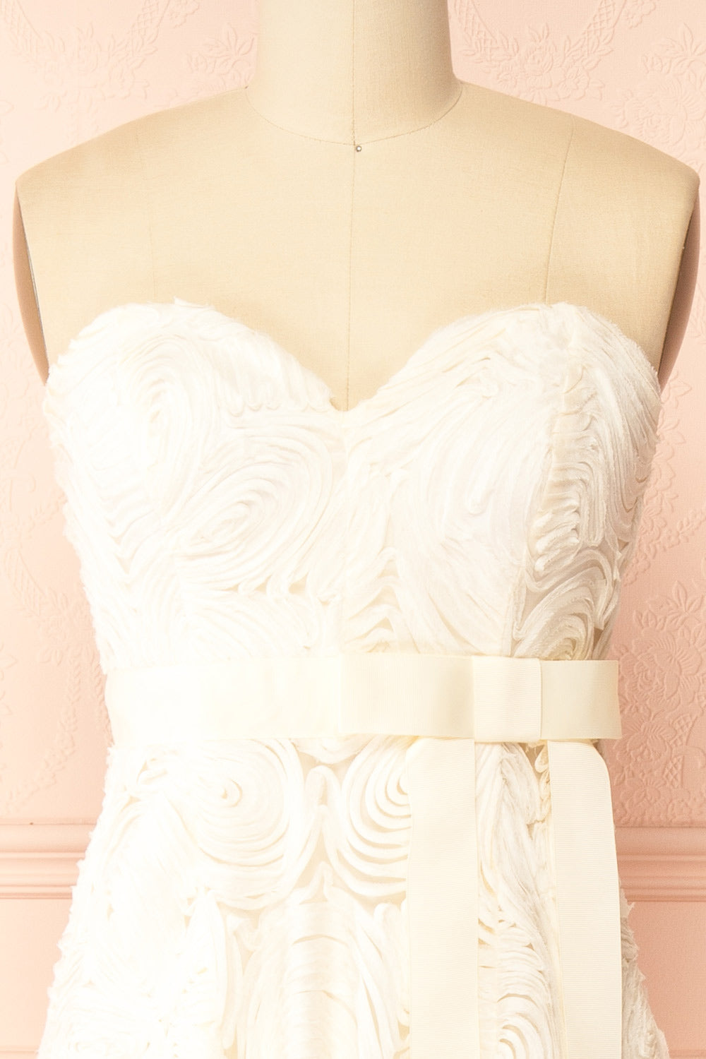 Samarah Midi Ivory Dress with Swirling Textured Pattern | Boudoir 1861 front