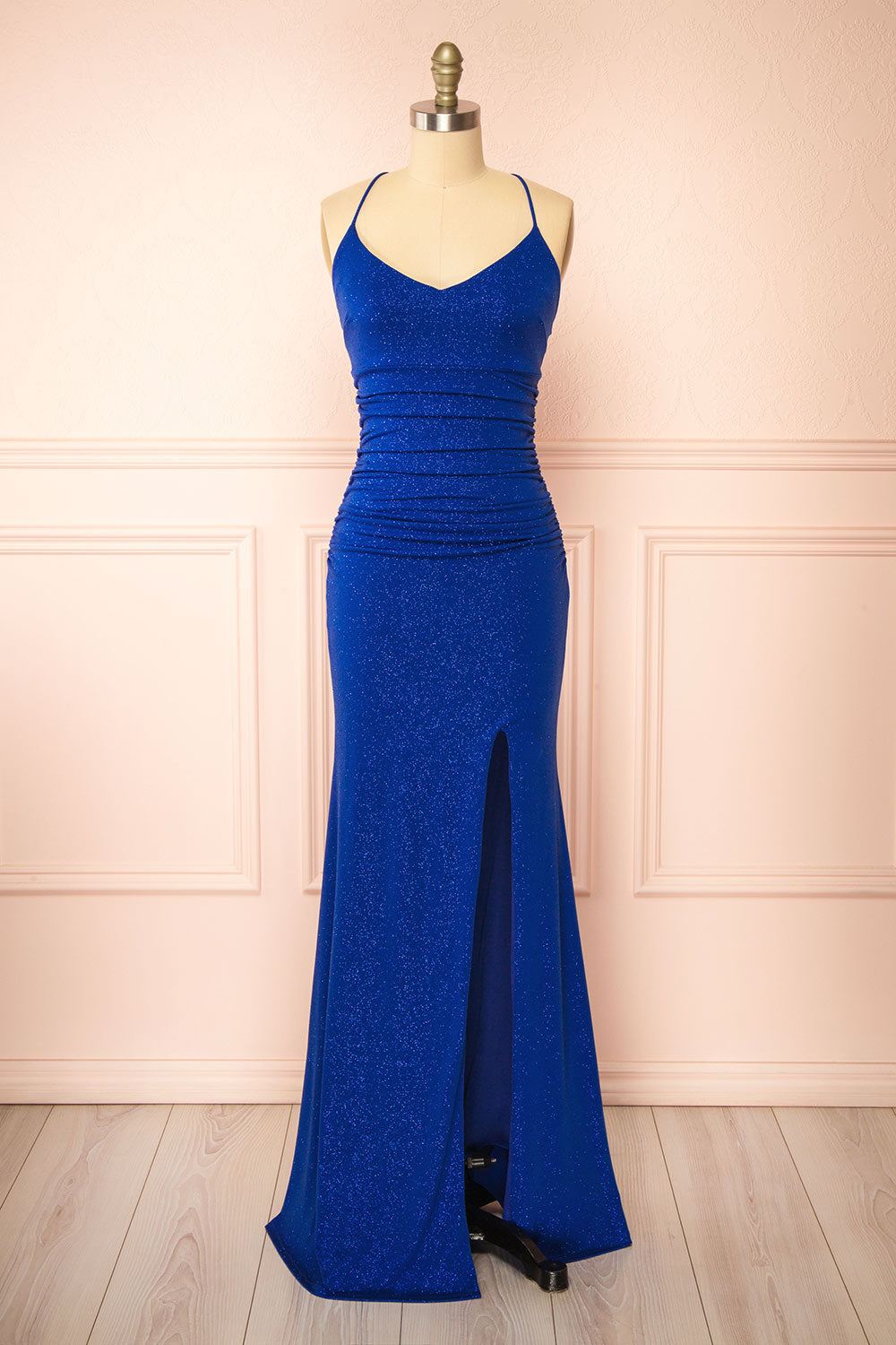 Samira Blue Sparkly Mermaid Maxi Dress with Slit Boutique 1861