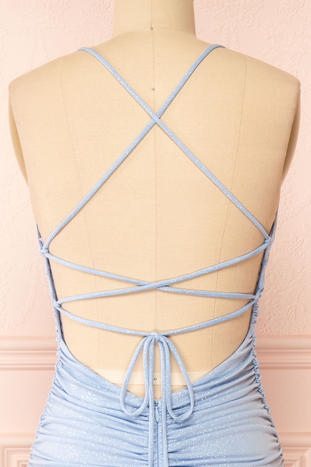 Samira Blue Sparkly Mermaid Maxi Dress w/ Slit | Boutique 1861 back